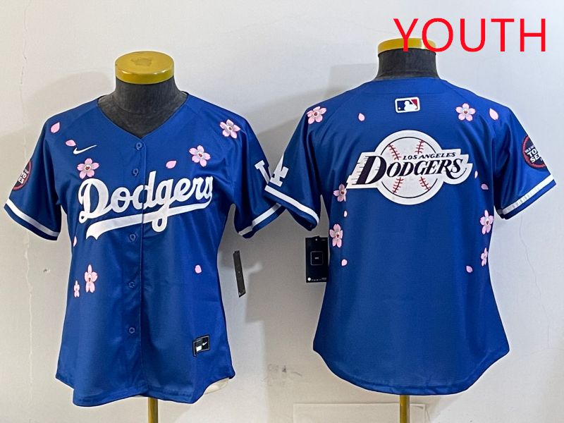 Youth Los Angeles Dodgers Blank Blue Sakura Edition 2025 Nike MLB Jersey style 25